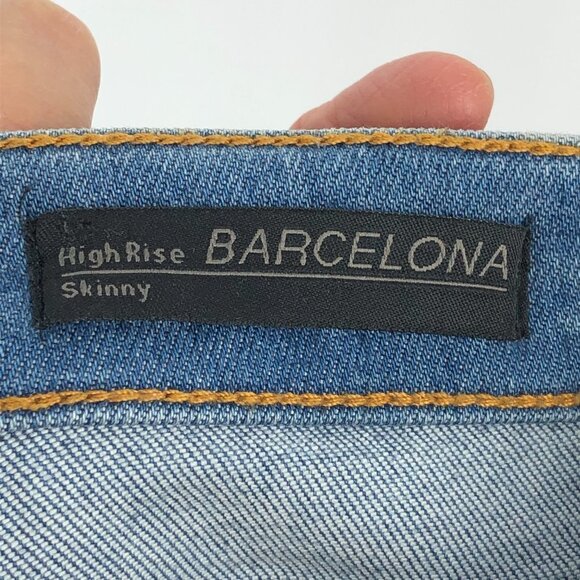 Tailor Made Med-Light Wash High  Rise Lightly Distressed Skinny Barcelona Jeans - Picture 5 of 16